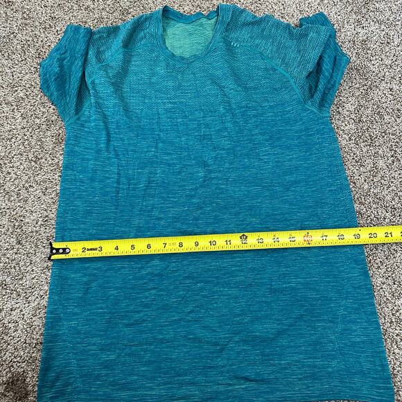 LULULEMON Men's Metal Vent Tech Short Sleeve Size M In Tropix Green/Shark Teal - Picture 7 of 10